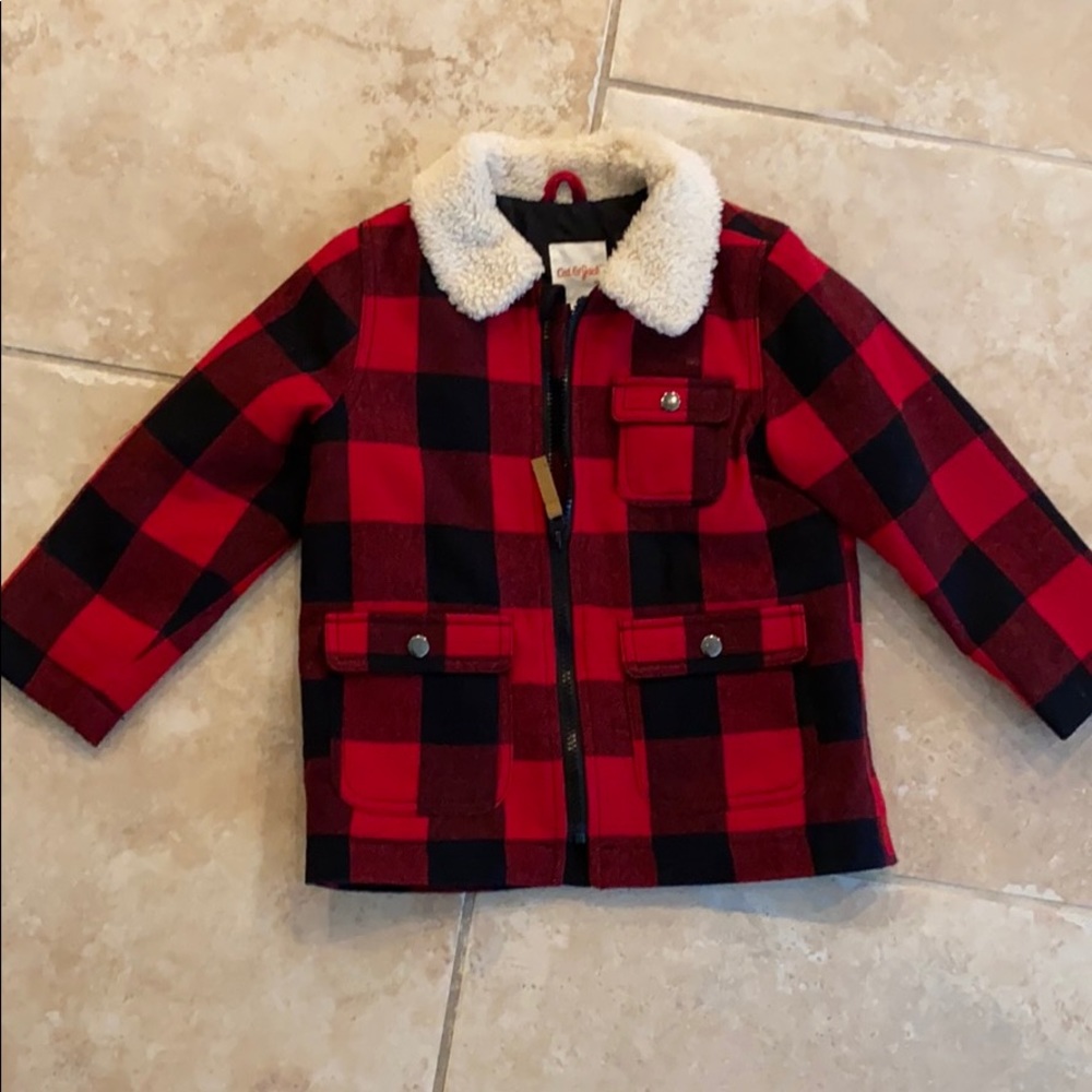 Cat and jack buffalo plaid 4T jacket NWT